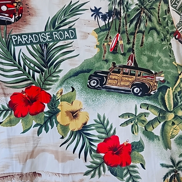 Bishop Street Hawaiian Dress palm trees car show Women Sz XL - Picture 4 of 9